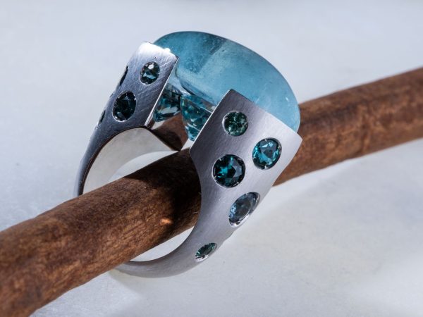 Anillo de Aguamarinas y Turmalinas - Océano Borealys