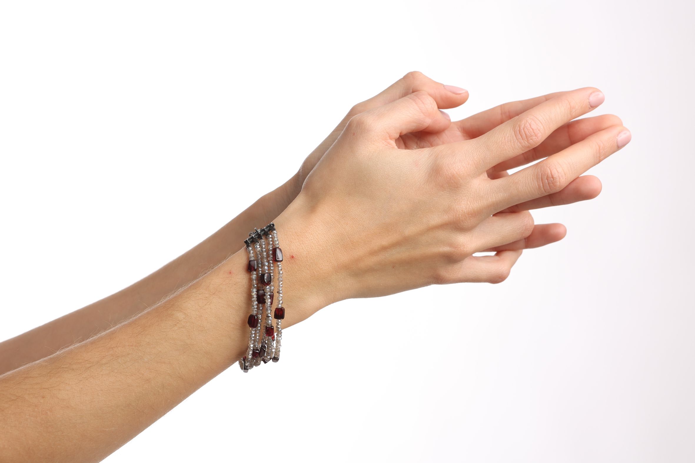 Pulsera de Labradorita y Granates Satélites Borealys - Imagen 2