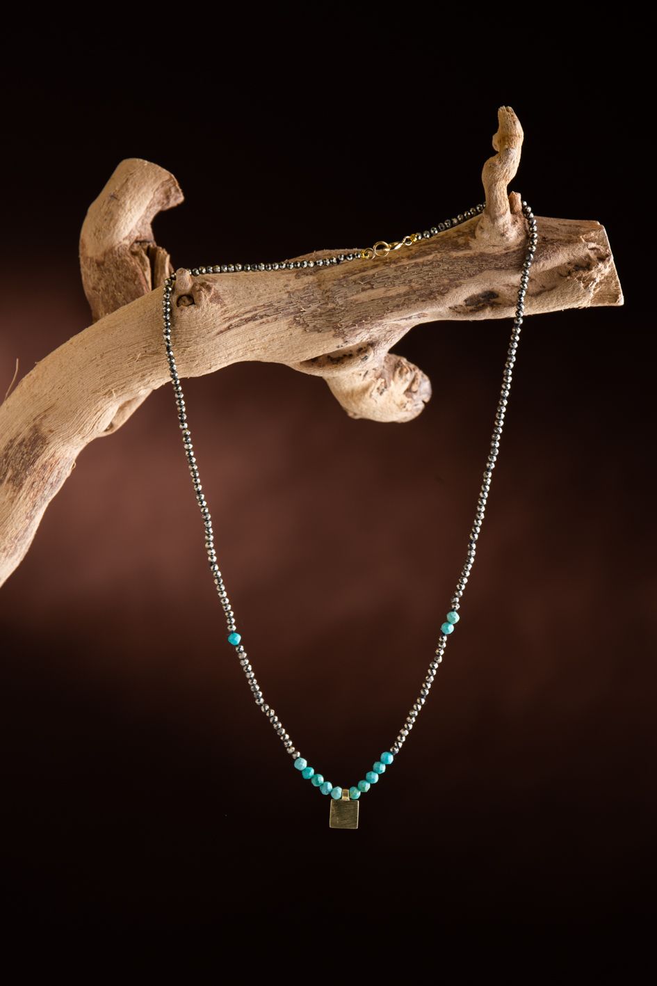Collar de Turquesa y Pirita Geometría Borealys - Imagen 2